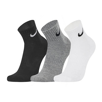 Носки Nike Everyday Cushioned Ankle (3 пари) Білий/Серій/Чорний - SX7667-964, фото 2