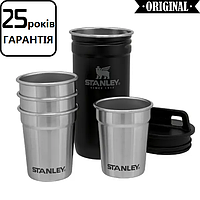 Набор Stanley Adventure Combo Matte Black: фляга и 4 рюмки (подарочный набор фляга и рюмки Стенли)