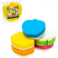 Від 8 шт. Губка банна "Яблуко" 13*12,5*5 см, поліуретан купити дешево оптом в інтернет-магазині