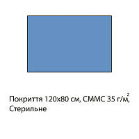 Покрытие операционное стерильное 120 х 80 см СМС 35г/м2