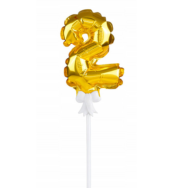 Кулька Цифра в торт "2" (13 см) якісний матеріал, колір - золото