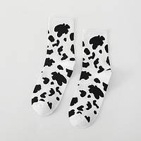 Носки белые с черными пятнями коровы