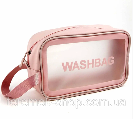 Косметичка органайзер розовая из эко-кожи  Washbag 20х12х 6,5 см на блискавці