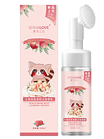 Пінка-мус зі щіточкою для вмивання персик Sersanlove Cleansing Foam, 150 мл