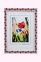 Рамка 10х15 з пластику - візерунок ВИШИВАНКА червоно-чорна - з склом