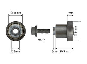 Ролик зсувного даху Ø24х7x20,5ммKOGEL