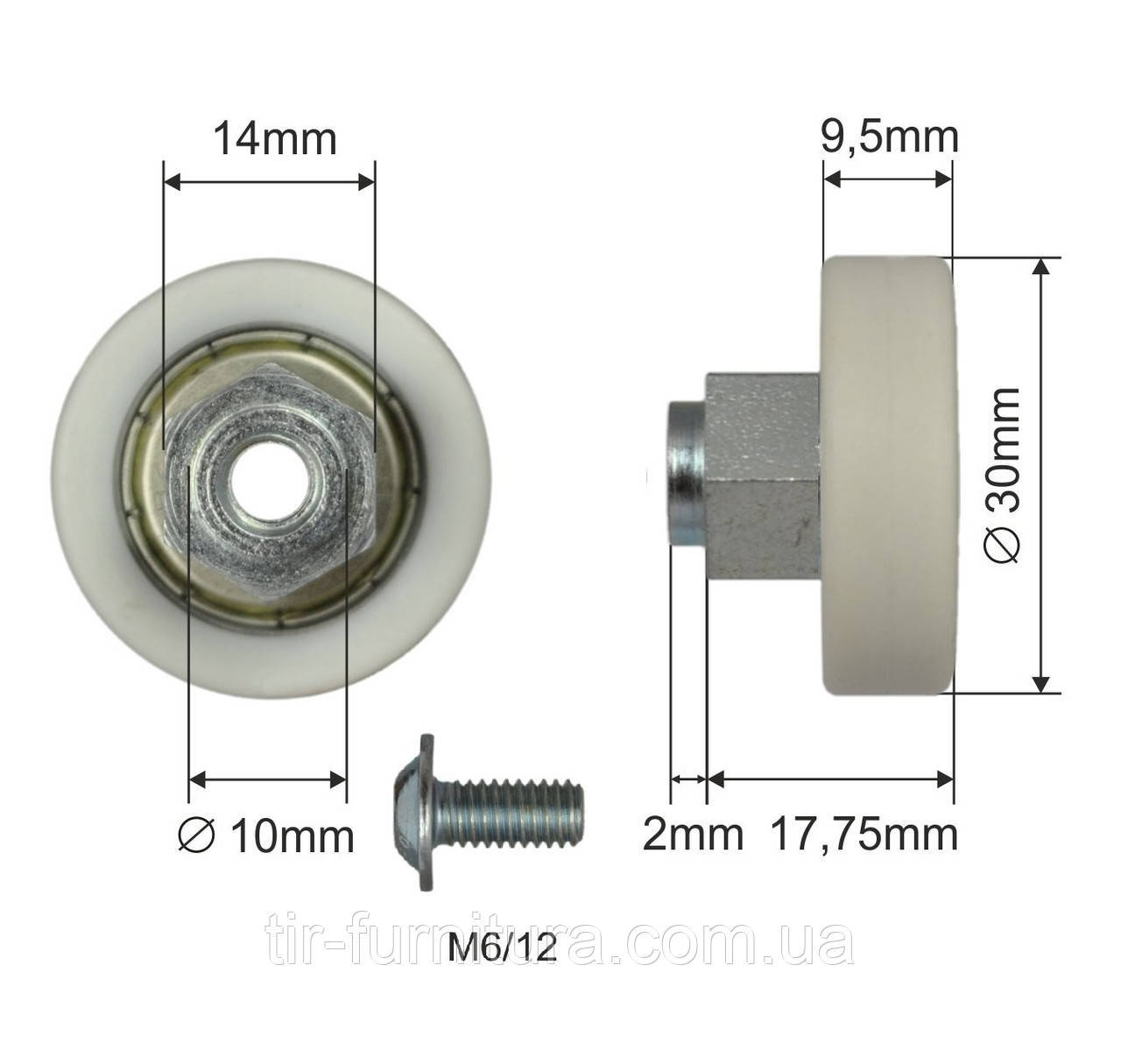 Ролик зсувного даху Schmitz Ø30x9,5x17,75