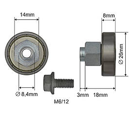 Ролик зсувного даху Ø26x8x18