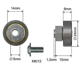 Ролик зсувного даху Ø24x8x15