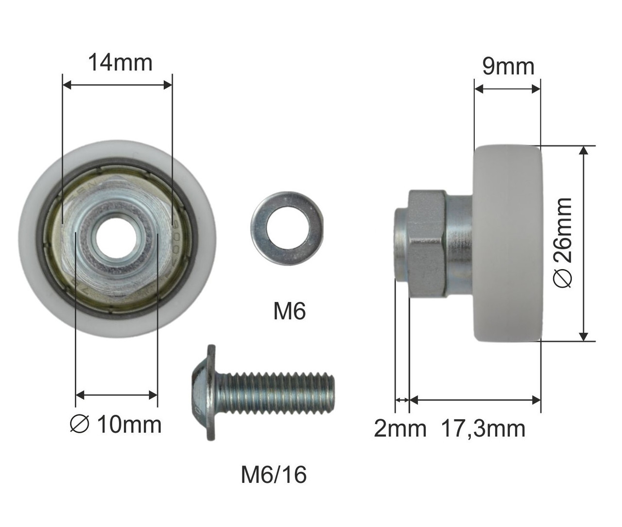 Ролик зсувного даху Ø26x9x17,3 SCHMITZ