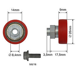 Ролик зсувного даху Ø26x9x17,5 KOGEL