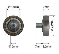 Ролик сдвижной крыши Ø24x7x15,5
