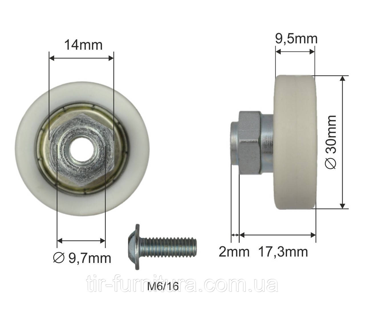 Ролик зсувного даху Ø30x9,5x17,3 SCHMITZ