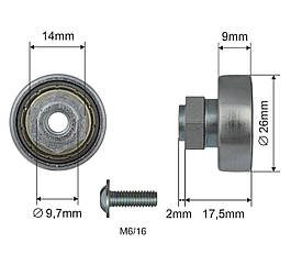 Ролик зсувного даху на напівпричіп Ø26x9x17,5 EDSCHA
