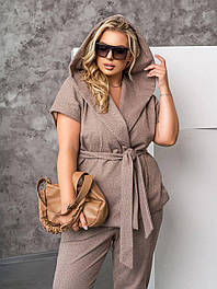 Неймовірно стильний жіночий костюм двійка жилет+брюки з кашеміру (р.48/50) пісочний