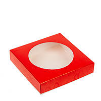 Коробка для пряника з круглим вікном 150х150х35, червона