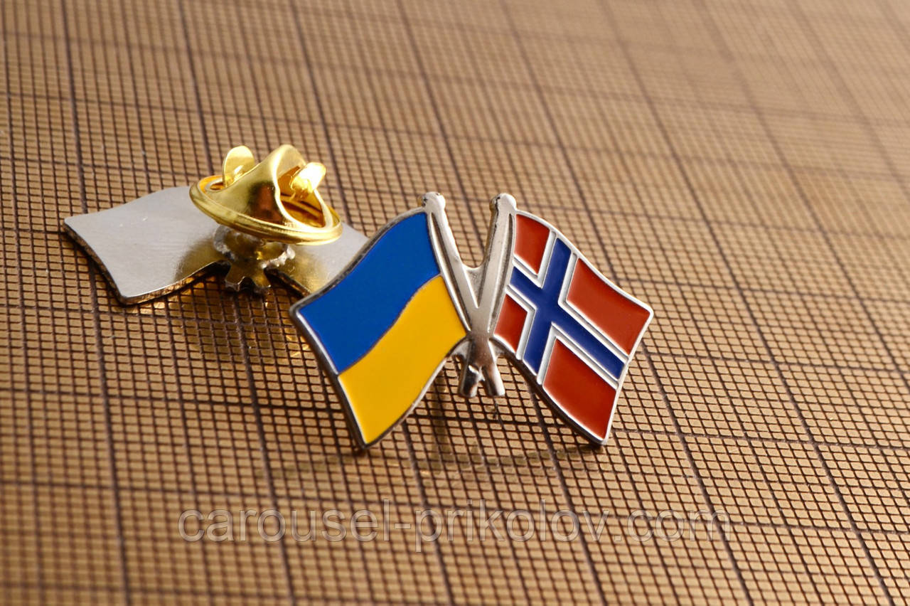 Значок Україна-Норвегія подвійний