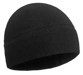 Шапка фліс без підворота Чорна, зимова камуфляжна шапка, тепла чоловіча флісова шапка чорна