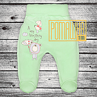 56 0-1 місяць теплі повзунки штанці для новонароджених у пологовий будинок шви назовні широка резинка байкові 3180 СЛТА