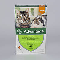 Адвантейдж (Advantage )40-до 4кг (упаковка 4 пип)для котов и мелких домашних животных