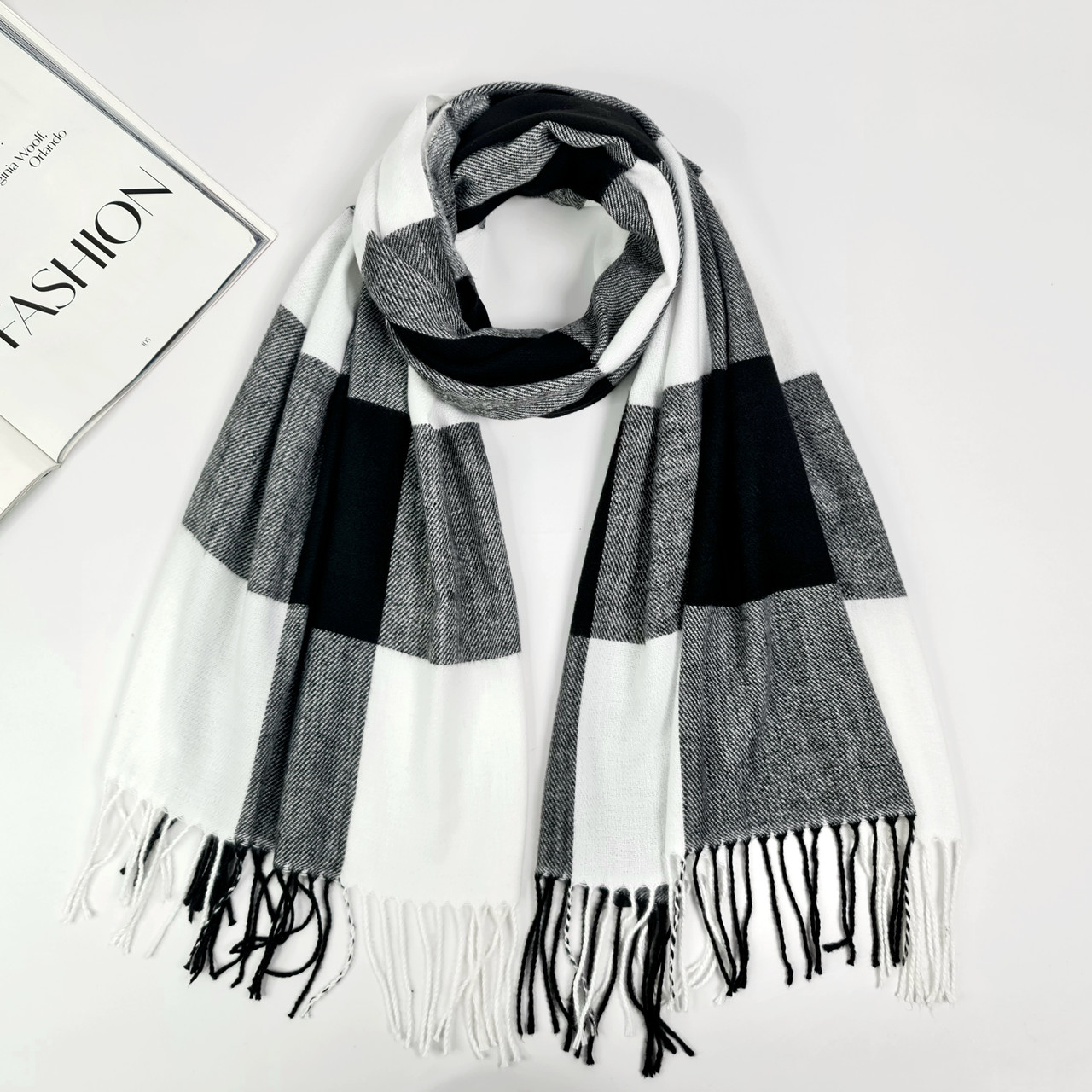 ШАРФ жіночий M&JJ СКАЙ Чорний/білий 75х180 см (1119), фото 1