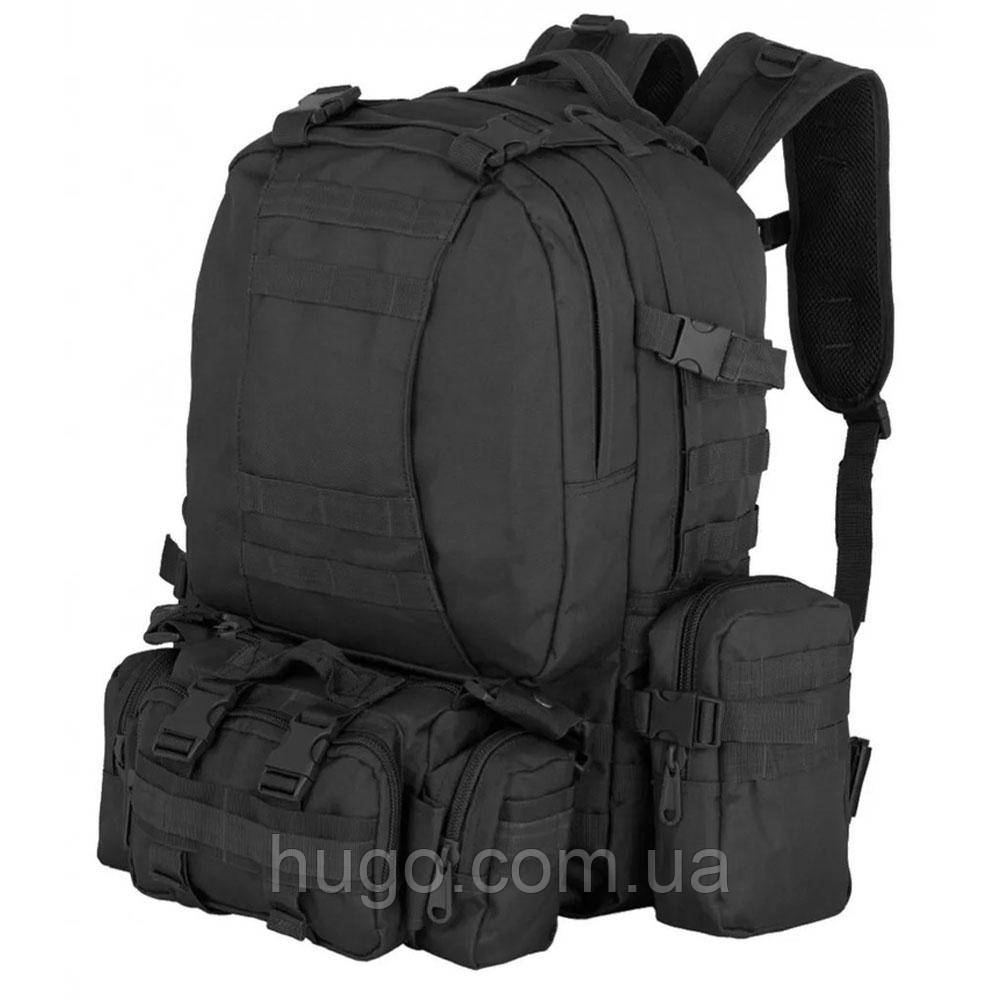 Рюкзак тактичний із підсумками на 50 л, M12 (50х30х22 см) Чорний US Army / Рюкзак військовий штурмовий