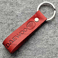 Брелок для ключей Daewoo кожа с логотипом Красный