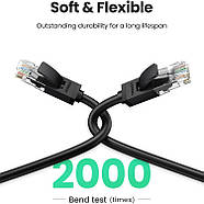 Мережевий кабель для інтернету патч-корд UGREEN Cat6 U/UTP Ethernet Cable 40м (чорний) NW102, фото 4