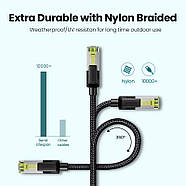 Мережевий кабель для інтернету патч-корд UGREEN Cat7 F/FTP 10Gb/s Lan Ethernet Cable 5m (чорний) NW150, фото 4