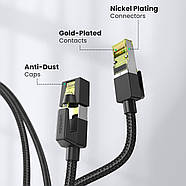 Мережевий кабель для інтернету патч-корд UGREEN Cat7 F/FTP 10Gb/s Lan Ethernet Cable 5m (чорний) NW150, фото 8