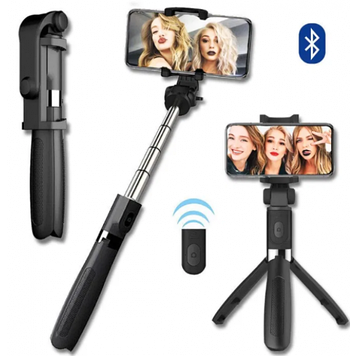 Селфі палиця штатив тринога для телефона Bluetooth з пультом Selfie Stick L01 Чорний