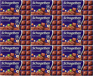 Шоколад Молочний Schogetten Praline Noisettes Шогеттен з Оріховим Праліне 100 г * 120 штук Ящик Німеччина