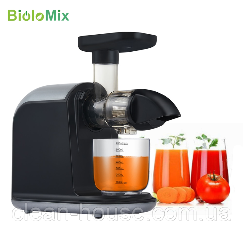 Шнекова соковижималка BiOloMix SJE-070 низькошвидкісна, повільна, холодного віджиму для фруктів та овочів