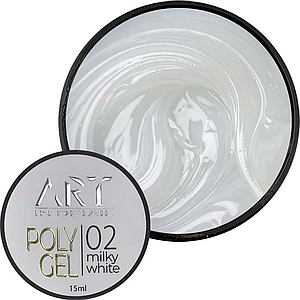 Полігель ART IN DETAIL Polygel Milky White №02, 15 мл молочний