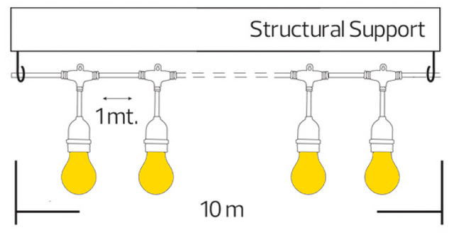 уличная ретро гирлянда из ламп Е27 чертеж