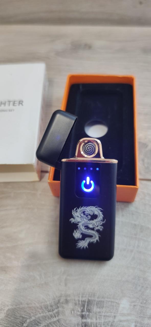 Запальничка електроімпульсна USB Дракон, чорна (KG-5048), фото 1