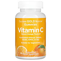 Жувальні таблетки з вітаміном C зі смаком натурального апельсину California GOLD Nutriion, 90 цукерок, фото 3