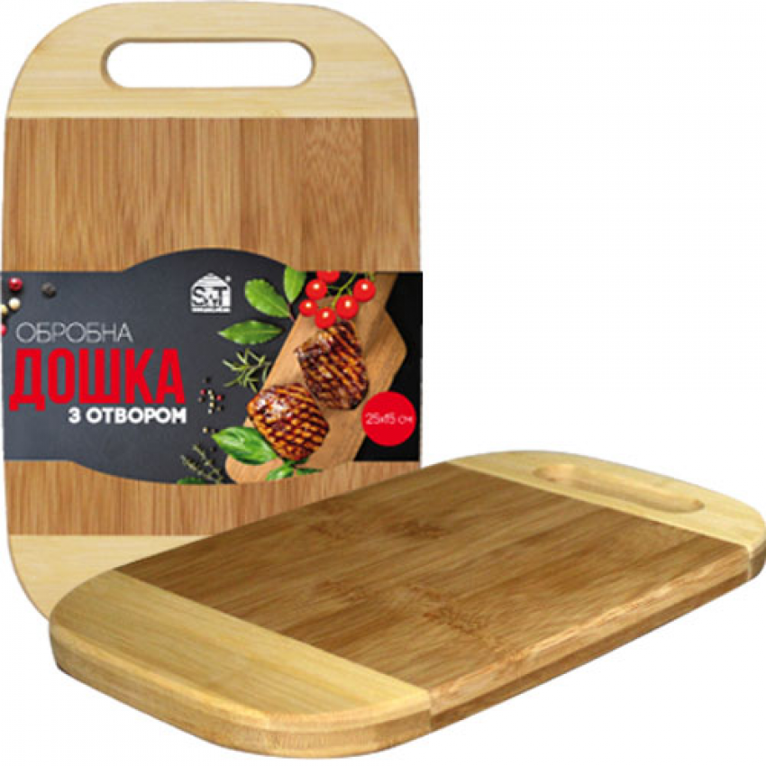 Дошка обробна бамбукова з отвором 30*20 см S&T 8863, фото 1