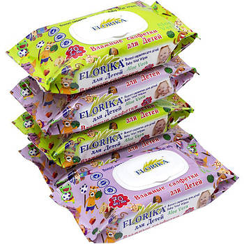 Вологі серветки для дітей "Florika" 70 штук із клапаном