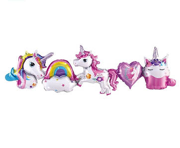 Фольгована кулька гірлянда Єдиноріжки 100х30см (39")