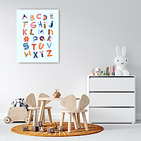 Інтер'єрна картина-постер на стіну Англійський алфавіт в дитячу кімнату 40*30 Орігамі OP 5063 Маленька