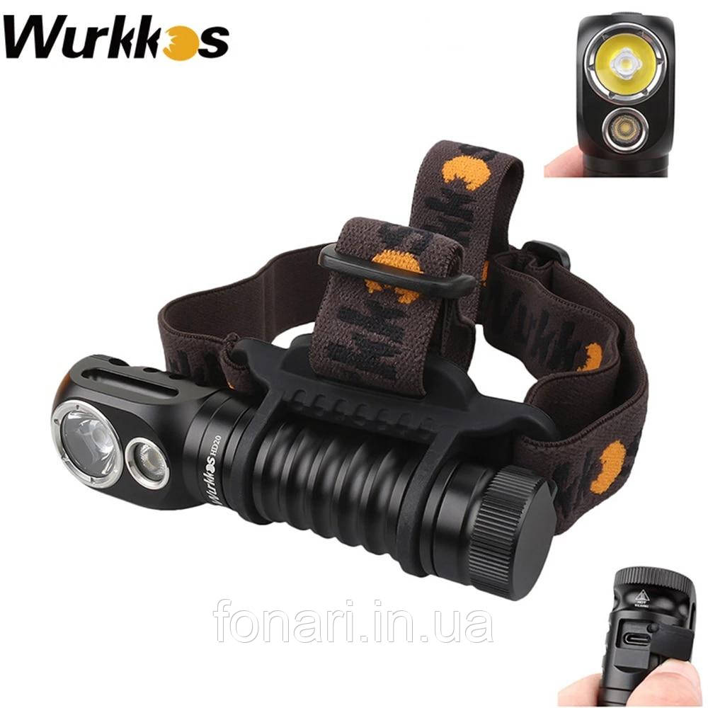 Налобний ліхтар Wurkkos HD20, 1x121700/18650, 2000lm (usb зарядка + powerbank)