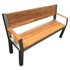 Дерев'яна лава на металевих ніжках з підлокітниками "Ельче" 200 см із Дуба