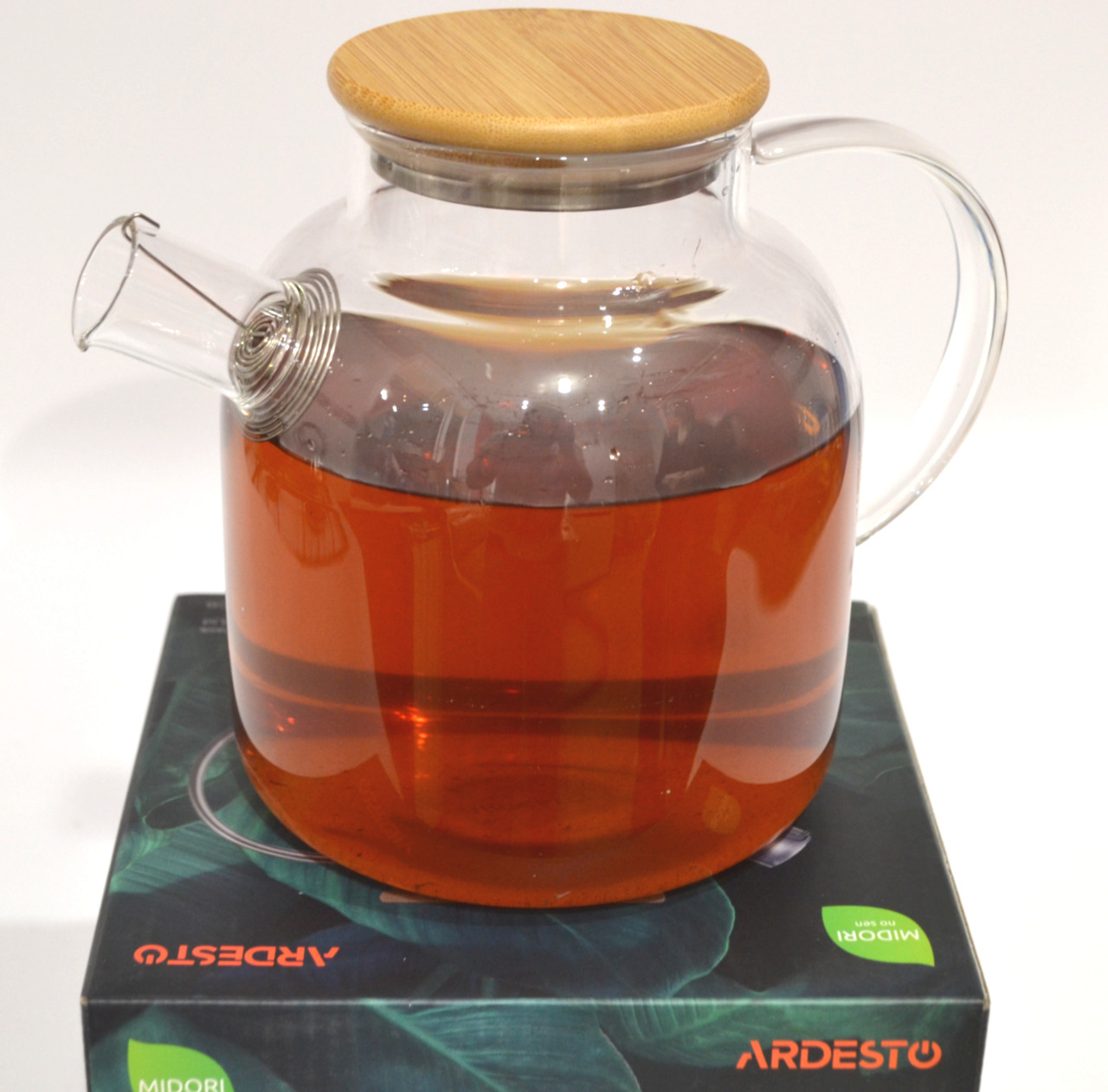 Заварник Ardesto Midori 1500 мл, боросилікатне скло, бамбук AR3015GB