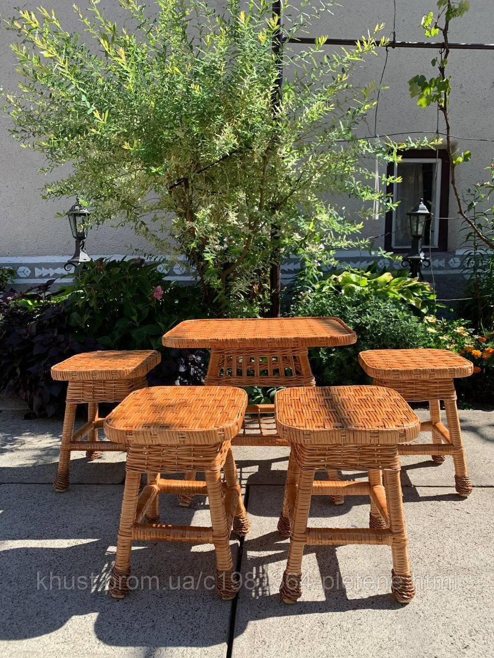 Комплект слол із табуретками з лози, фото 1