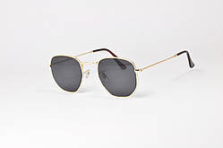 Сонцезахисні окуляри ДЛЯ ЗОРУ в стилі Ray-Ban у золотистій оправі з темно-сірою лінзою