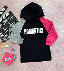 Тепла кофта худи на дівчинку Romantic Розово Чорна 2100 LMS, Черный, Для девочек, Весна Осень, 110, 5 лет