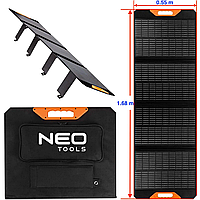 Зарядка от солнечных батарей Neo Tools 140Вт 1хType-C 2xUSB-A | Зажимы "крокодилы" для автомобиля