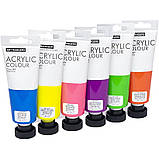 Набір акрилових фарб Art Ranger Acryliс Neon 6 кольорів із неоновим ефектом по 75 мл., фото 2