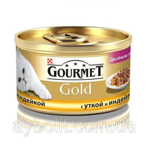 Вологий корм Purina Gourmet Gold для котів, з качкою та індичкою, 85 г